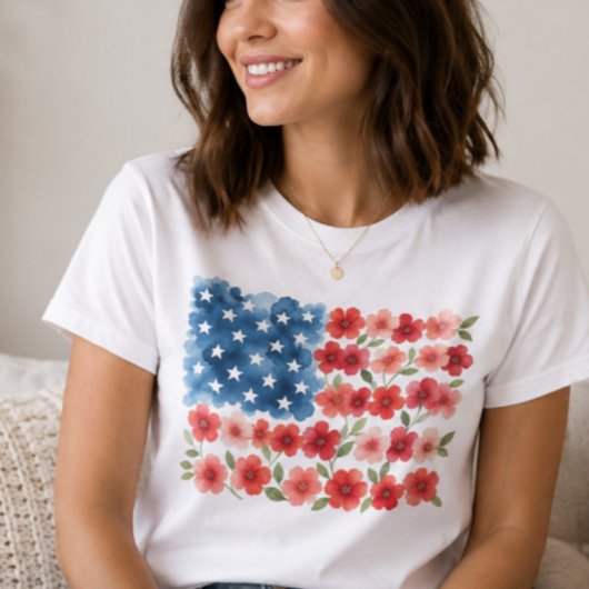 フラワーアメリカ国旗Tシャツ Tシャツ