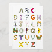 フラワーアルファベットABC |ボタニカルアルファベット |花 サンキューカード (正面/裏面)