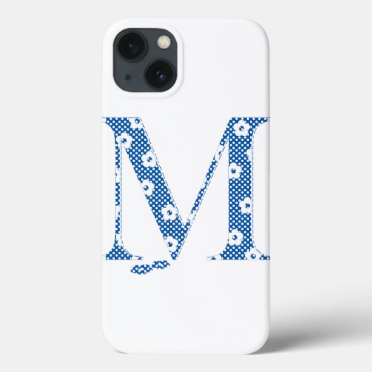 フラワーアルファベットM(青と点) Case-Mate iPhoneケース (裏面)