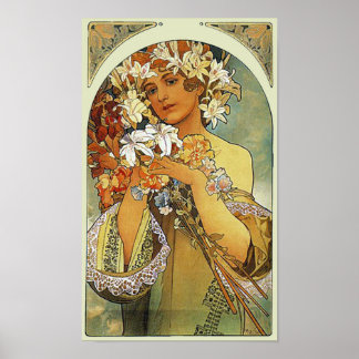フラワーアルフォンスミュシャファインアート ポスター