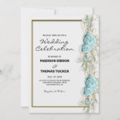 フラワーアレンジメントブルーバラ結婚式招待状 招待状 (正面)