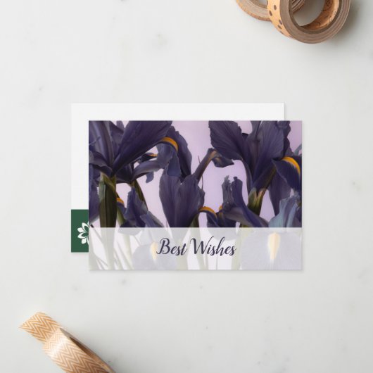 🌷 フラワーアレンジメント特別版 カスタム アイリス フォト 'ベスト ウィッシーズ' ノートカード (正面/裏面インサイチュ)