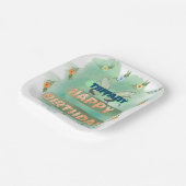 フラワーアンドバタフライ紙スクエアプレート ペーパープレート (傾斜あり)