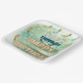 フラワーアンドバタフライ紙スクエアプレート ペーパープレート (傾斜あり)