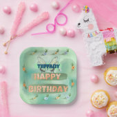 フラワーアンドバタフライ紙スクエアプレート ペーパープレート (パーティー)