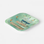 フラワーアンドバタフライ紙スクエアプレート ペーパープレート (傾斜あり)