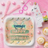 フラワーアンドバタフライ紙スクエアプレート ペーパープレート (パーティー)