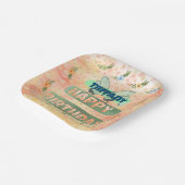 フラワーアンドバタフライ紙スクエアプレート ペーパープレート (傾斜あり)