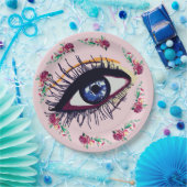 フラワーアンドブルーアイアートカスタム紙プレート ペーパープレート (パーティー)