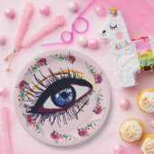 フラワーアンドブルーアイアートカスタム紙プレート ペーパープレート (パーティー)