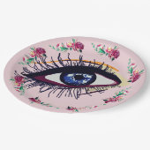 フラワーアンドブルーアイアートカスタム紙プレート ペーパープレート (アングル)