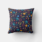 フラワーアンドリーフプリントブラック装飾用クッション クッション (裏面)