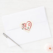 フラワーアーチ編集可能結婚式招待ステッカー ハートシール (封筒)