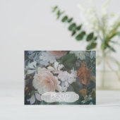 フラワーアートの結婚式招待状の返信ハガキ(写真付き) インビテーションポストカード (スタンド正面)