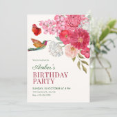 フラワーアートの誕生日 招待状 (スタンド正面)