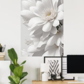 フラワーアートホワイトフラワーアートフラワーオブライフアートデ ポスター (ホームオフィス)