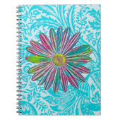 フラワーアートヴィンテージアクアパターンジャーナル ノートブック (正面)