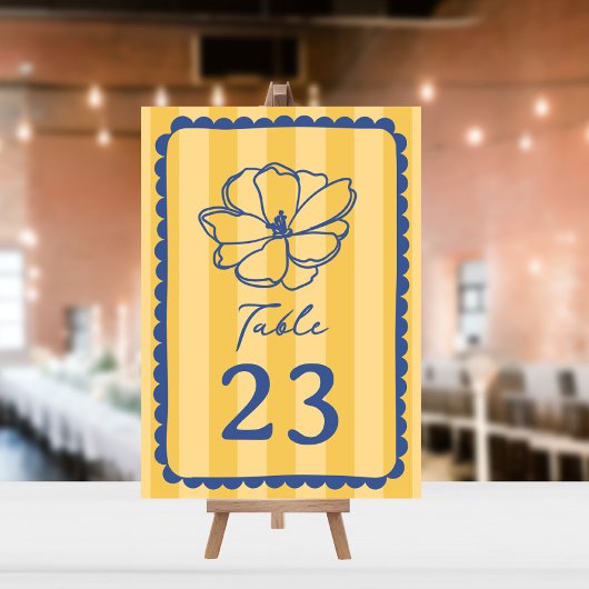 フラワーイエローストライプ結婚 招待状