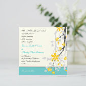フラワーイエローターコイズ結婚式招待状 招待状 (スタンド正面)
