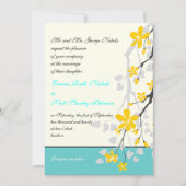 フラワーイエローターコイズ結婚式招待状 招待状 (正面)