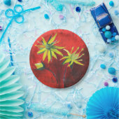 フラワーイエローフローラアーカスタムト紙プレート7 in ペーパープレート (パーティー)