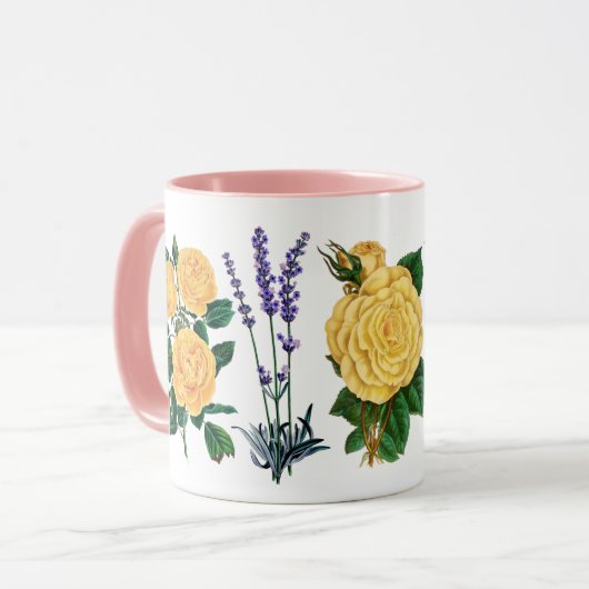 フラワーイエローローズスイートラベンダーフローラ自然 マグカップ (正面左)