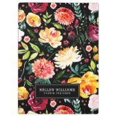 フラワーイカラフルオート水彩模様 クリップボード (裏面)