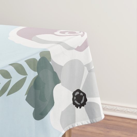 フラワーイラストレーションソフトブルーブライダルシャワー テーブルクロス (インサイチュ)