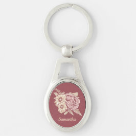 フラワーイラストレーション名前をカスタムするキーチェーン キーホルダー