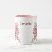 フラワーイラストレーション名前をカスタムするマグ マグカップ (中央)