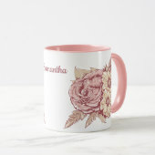 フラワーイラストレーション名前をカスタムするマグ マグカップ (正面右)