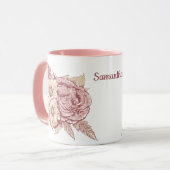 フラワーイラストレーション名前をカスタムするマグ マグカップ (正面左)