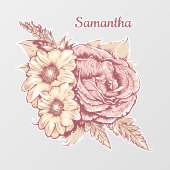 フラワーイラストレーション名前をカスタムする ウィンドウサイン (シート)