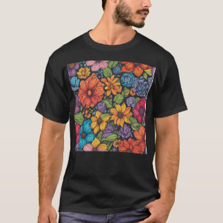 フラワーイラストレーション Tシャツ