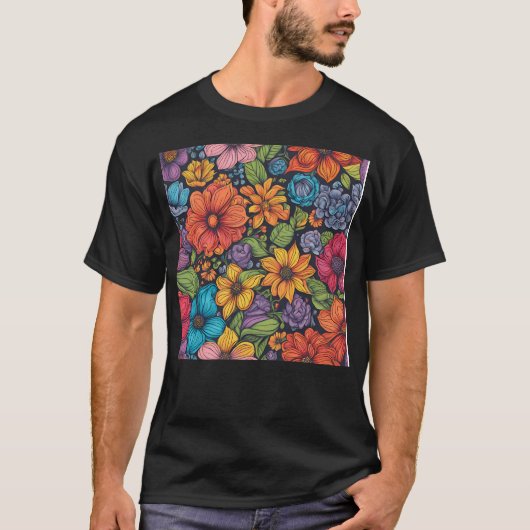 フラワーイラストレーション Tシャツ (正面)