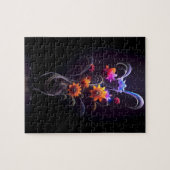 フラワーイラストレー絵画タ抽象芸術カラフル ジグソーパズル (横)