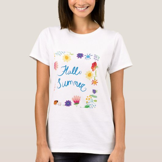 フラワーイラスト ハローサマービル Tシャツ (正面)