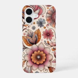 フラワーイラスト iPhoneケース スリム iPhone 16ケース