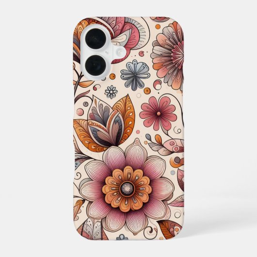 フラワーイラスト iPhoneケース スリム iPhone 16ケース (裏面)