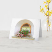 フラワーインオールドウィンドウ悔やみや弔慰 カード (黄色い花)