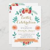 フラワーイースターお祝い招待状 招待状 (正面/裏面)