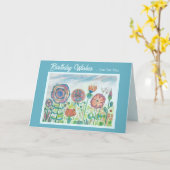 フラワーウィムシーカラフル誕生日カード カード (黄色い花)