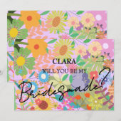 フラワーウェディングブライズメイド 招待状 (正面/裏面)