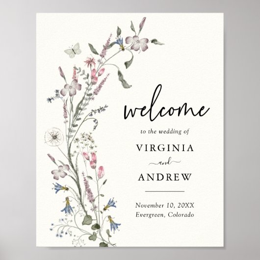 フラワーウェルカム結婚式ポスター ポスター (正面)