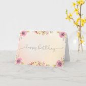 フラワーウォータカラーハッピーバースデーカード カード (黄色い花)