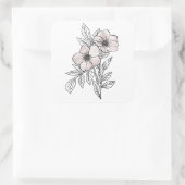 フラワーウォーターのカラーラインアート、美的要素 スクエアシール (バッグ)