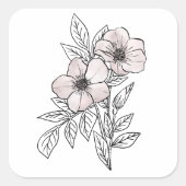 フラワーウォーターのカラーラインアート、美的要素 スクエアシール (正面)