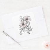 フラワーウォーターのカラーラインアート、美的要素 スクエアシール (封筒)