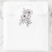 フラワーウォーターのカラーラインアート、美的要素 ラウンドシール (バッグ)