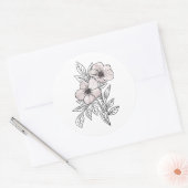 フラワーウォーターのカラーラインアート、美的要素 ラウンドシール (封筒)